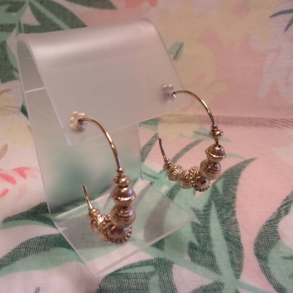 Avon Gold-Tone Beaded Hoop Pierced Earrings